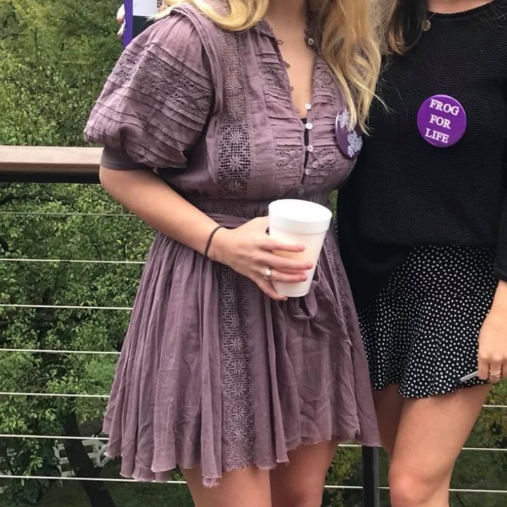 Free People One size S Sydney Lace Pintucked dress lavender
